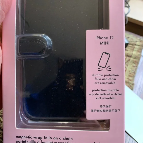 Kate Spade Glitter iPhone 12 mini removable magnetic case/card snap Crosby - Picture 13 of 16